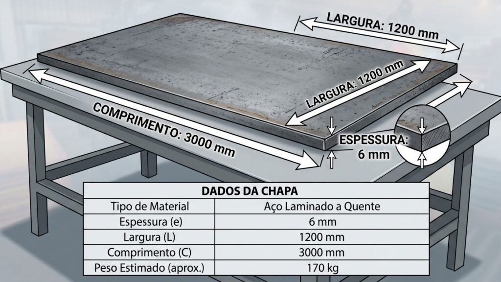 Dimensões comerciais e espessuras disponíveis